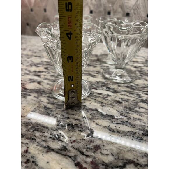 Anchor Hocking Clear Glass Pair of Fountainware Low Sherbet Glasses Set of 4 VTG - Picture 7 of 9